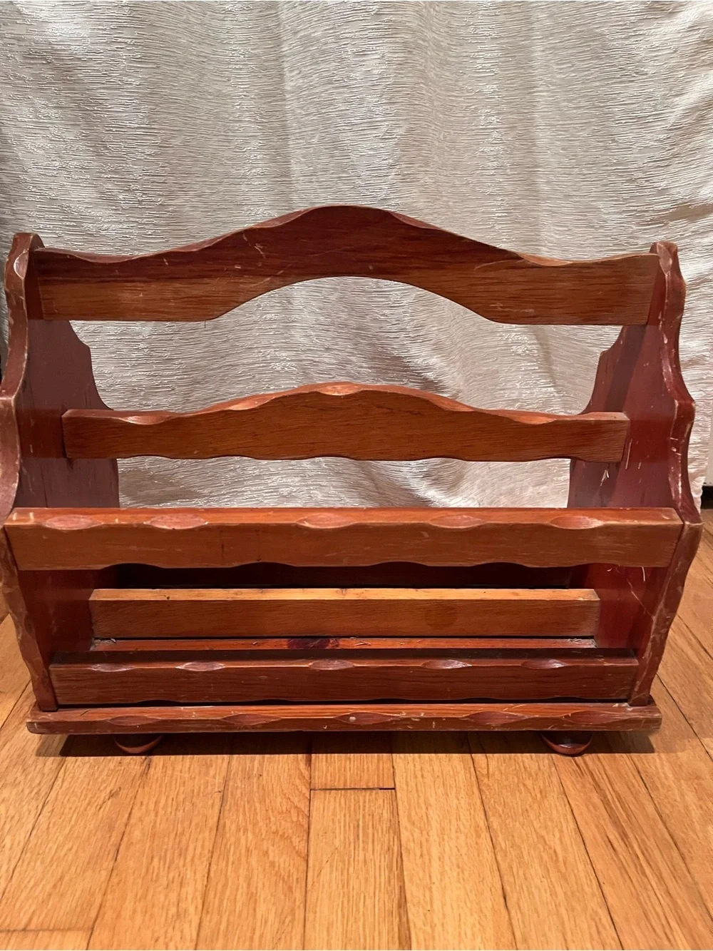 Vintage Wooden Magazine Record Holder Rack Decor MCM retro